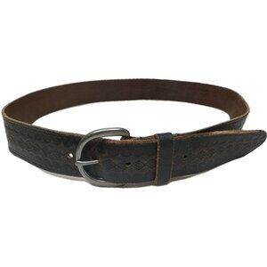 Wrangler Western Belt Men's M 36 Brown Aztec Leather Belt Embossed Buckle Work